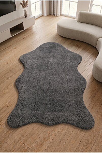 Colore Home Puffy Antrasit Post Halı Koyu Renk Yumuşak Peluş Halı