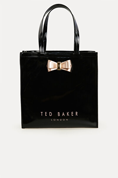 Ted Baker Siyah İkonik Fiyonk Parlak Alışveriş Çantası