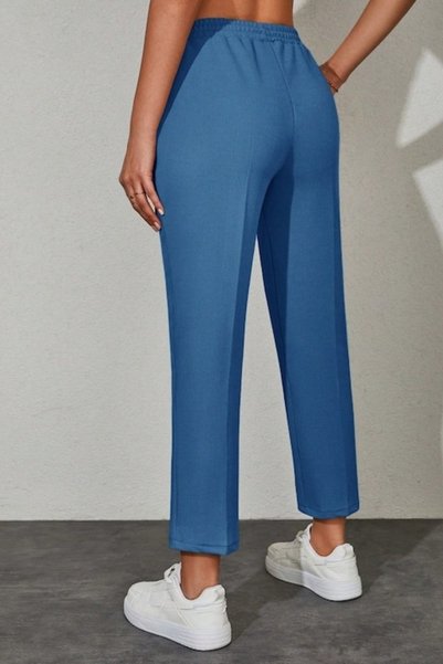 StreetWear Outlet Pantaloni de damă, cu talie ajustabilă cu șnur și buzunare oblice, albaștri, M