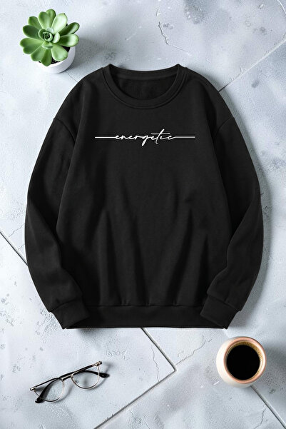 uyguntarz Unisex Energetic Printed Crew Neck Sweatshirt