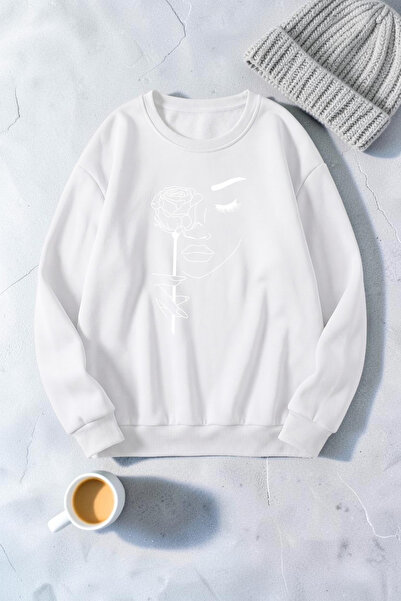 uyguntarz Unisex Rose & Silhouette Printed Crew Neck Sweatshirt