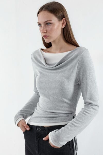 Hiccup Color Blocked Collared Soft Blouse