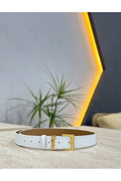Generic Brand Women's White Gold Buckle Belt