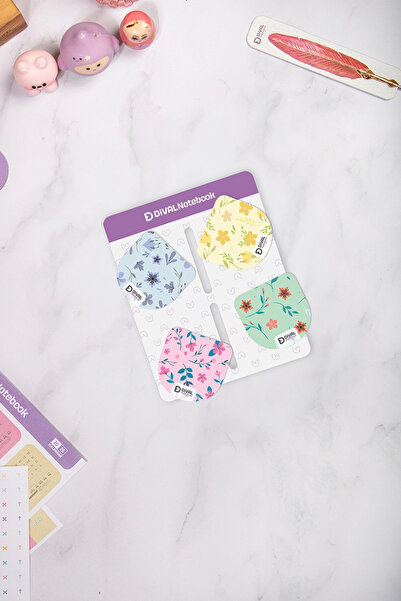 DİVAL Magnetic Book Marker Set of 4 - Flower Series