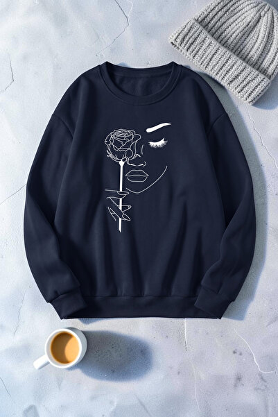uyguntarz Unisex Rose & Silhouette Printed Crew Neck Sweatshirt
