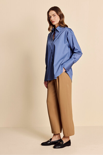 BROOKS BROTHERS Kadın Camel Rahat Kesim Normal Bel Crop Pantolon