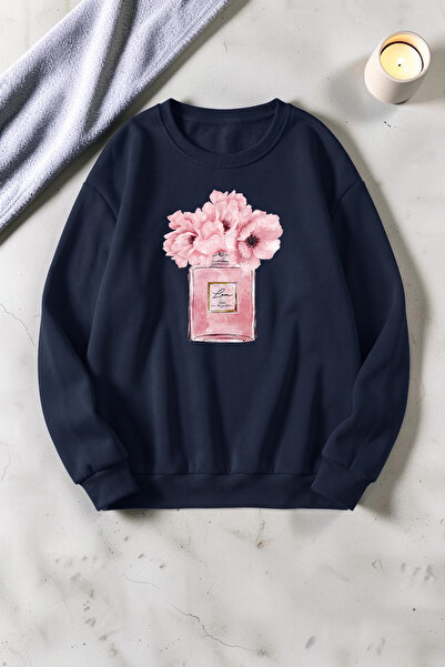uyguntarz Unisex Perfume Detailed Printed Crew Neck Sweatshirt