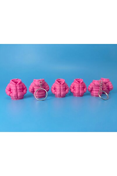 Şişme Mont (Puffer Jacket) Figürlü Anahtarlık - 3D Baskı - Pembe