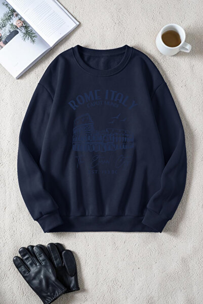 uyguntarz Unisex Rome Italy Printed Crew Neck Sweatshirt