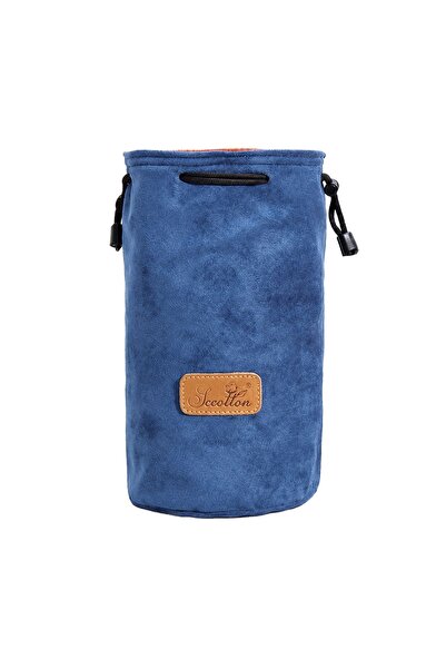 S.C.COTTON Round Camera Lens Pouch, Shockproof Multilayer, 13 x 13 x 23 cm, Blue