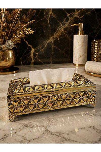Leila Diamond Pattern Mirrored Z Chest Napkin Holder – Gold Metal Decorative ...