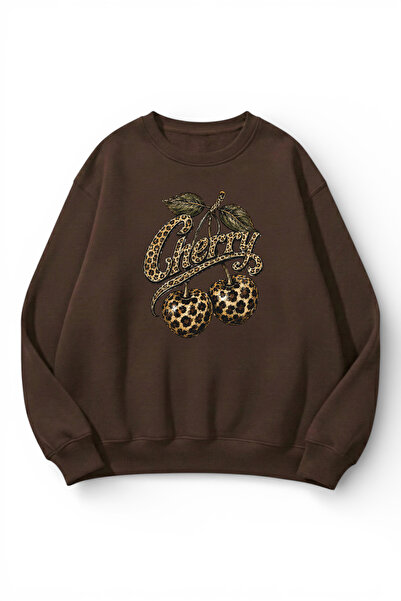 uyguntarz Unisex Soft Textured Leopard Cherry Printed Design Oversize 3 Threa...