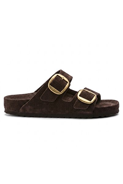 Bequemere Mk205 Brown Genuine Suede Leather Full Covered Cork Sole Double Buc...