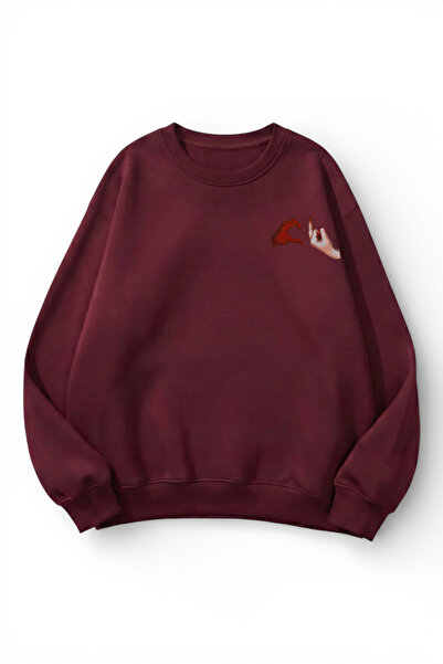 uyguntarz Unisex Soft Textured No Love Printed Design Oversize 3 Thread Crew ...