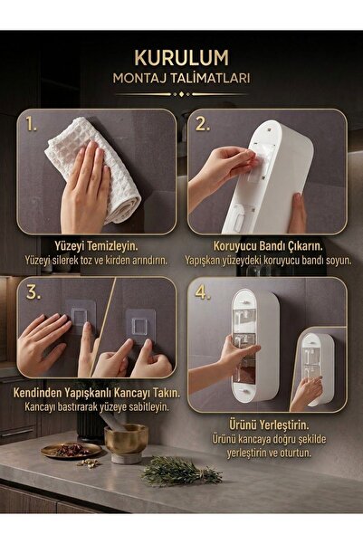 QesQin Çok Amaçlı 5 Bölmeli Çekmeceli Baharatlık & Mutfak Düzenleyici Organizer