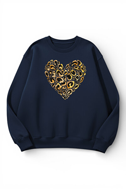 uyguntarz Unisex Soft Textured Leopard Heart Printed Design Oversize 3 Thread...