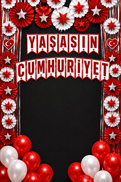 150x200 cm, 29 Ekim, Yaşasın Cumhuriyet, Okul Etkinlik Kumaş Fon