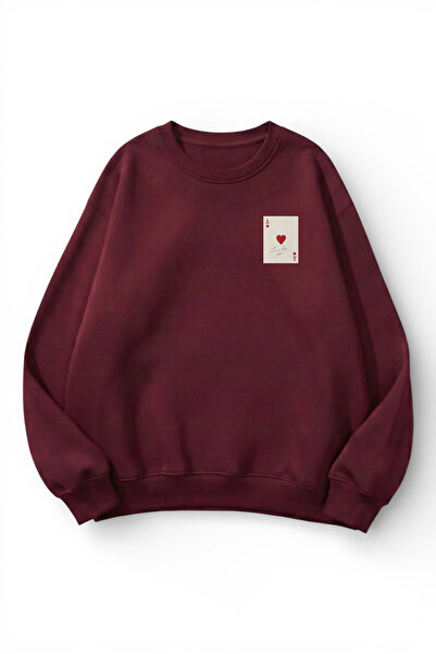 uyguntarz Unisex Soft Textured Lucky Heart Ace Printed Design Oversize 3 Yarn...