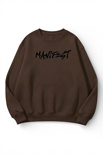 uyguntarz Unisex Soft Textured Manifest Printed Design Oversize 3 Thread Crew...