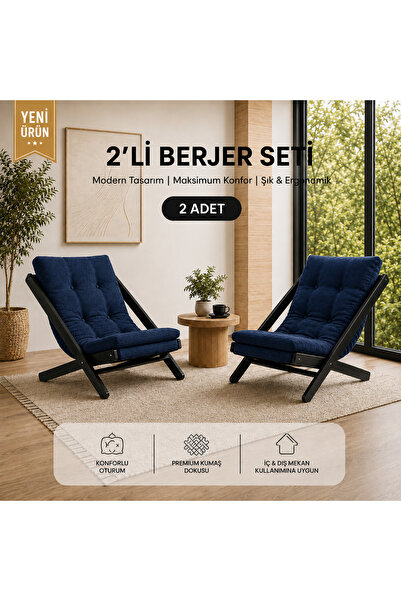 BUEM MOBİLYA 2Lİ DİNLENME KOLTUĞU BERJER BALKON KOLTUĞU BAHÇE KOTUĞU TV SANDA...