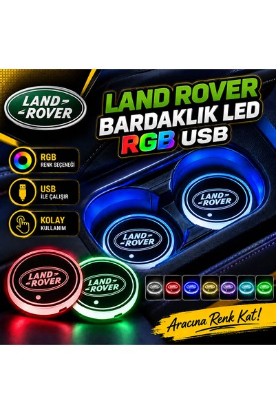Oto Çizgi Land Rover Bardaklık LED RGB USB Renkli Işıklı Bardak Tutucu Ambiya...