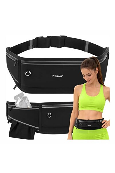 Trizand Centura neagra unisex tip borseta cu banda reflectorizanta pentru fit...