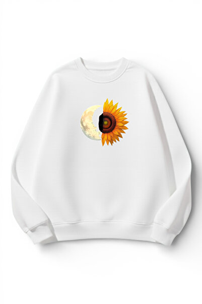 uyguntarz Unisex Soft Textured Moon and Daisy Printed Design Oversize 3 Threa...