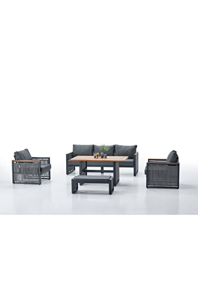 PAFFİA GARDEN NEVADA 3+1+1+MASA+BENCH ALÜMİNYUM BAHÇE MOBİLYA TAKIMI