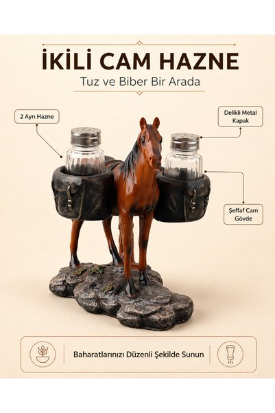 METTREND Horse Figured Double Glass Container Salt and Pepper Shaker Set Decorative Spice Container Kitchen and Tableware Accessory