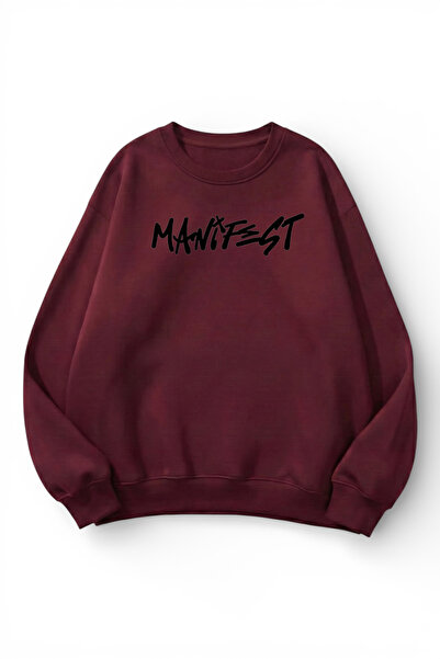 uyguntarz Unisex Soft Textured Manifest Printed Design Oversize 3 Thread Crew...
