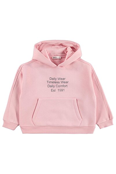 Civil Girls Daily Wear Printed Sweatshirt for Ages 6-9 - Powder