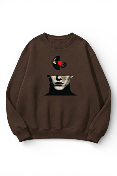 uyguntarz Unisex Soft Textured Ying Yang Printed Design Oversize 3 Thread Cre...