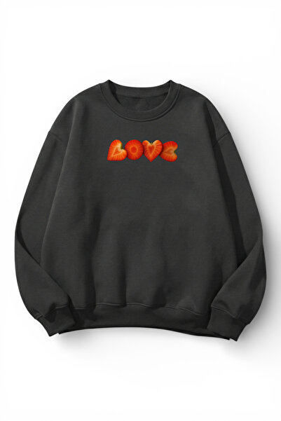 uyguntarz Unisex Soft Textured Strawberry Love Printed Design Oversize 3 Thre...