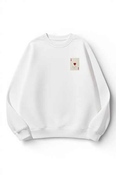 uyguntarz Unisex Soft Textured Lucky Heart Ace Printed Design Oversize 3 Yarn...