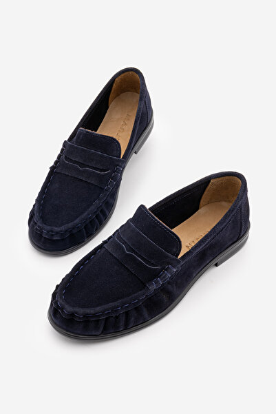 Marjin Women's Genuine Leather Oval Toe Moccasin Stitched Drawstring Loafer C...
