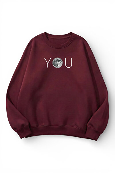 uyguntarz Unisex Soft Textured You Moon Printed Design Oversize 3 Thread Crew...