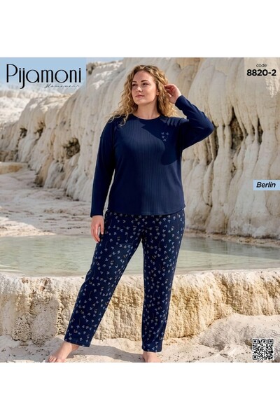 Pijamoni Ženski pidžama set veće veličine sa dugim rukavima, model Berlin Report