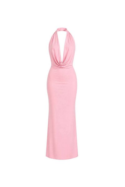 Secret Passion Lingerie Shawl Collar Lycra Stretch Fabric Low-Cut Detailed Women's Maxi Evening Dress 52225052