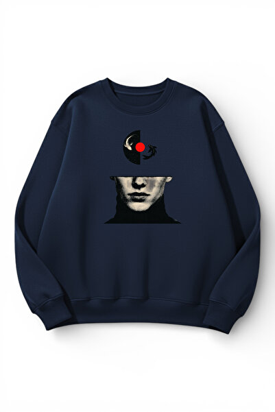 uyguntarz Unisex Soft Textured Ying Yang Printed Design Oversize 3 Thread Cre...