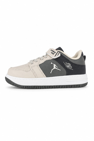 Ekonomik Ayakkabı Children's Sports Shoes Beige Gray Velcro Lace-Up Casual Sn...