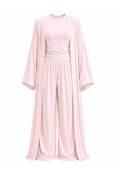Laluvia Pembe Viskon Üçlü Takım - 4137