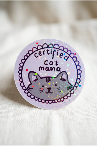 Plumie Certified Cat Mama Laminasyonlu Sticker – Kedi Temalı Dekoratif Laptop...