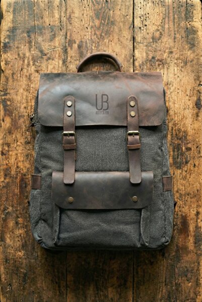 Urban Bag Rucsac din piele naturala si material textil pentru barbati si feme...
