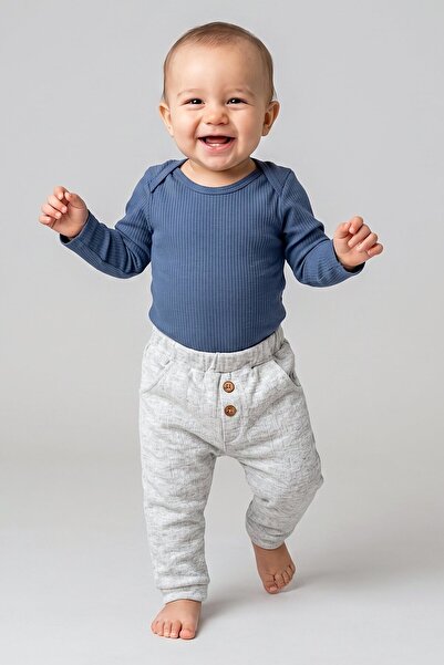 Mini Cotton Children's Wide Report Pants with Front Pockets