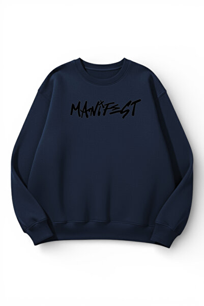 uyguntarz Unisex Soft Textured Manifest Printed Design Oversize 3 Thread Crew...