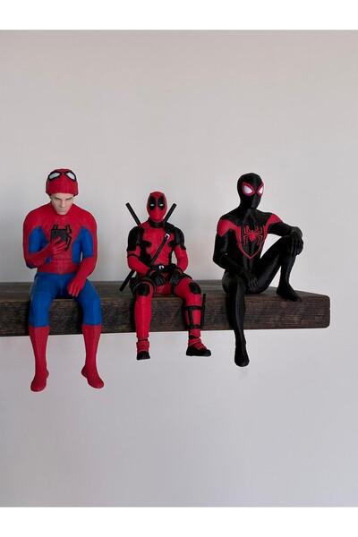 Edoka Tasarım Spider-Man 3'lü Set - Deadpool, Miles Morales, New Brand Film F...