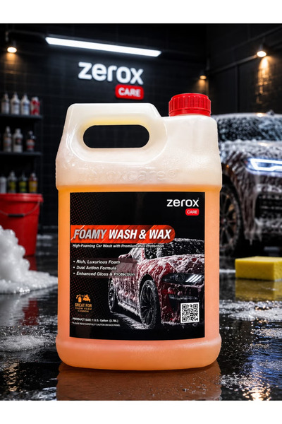 Zerox 3.89 لتر (1 جالون) -شامبو مع واكس لغسيل وتلميع السيارات برغوة كثيفة – ت...