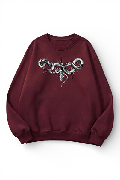 uyguntarz Unisex Soft Textured Snake Tribal Printed Design Oversize 3 Thread ...