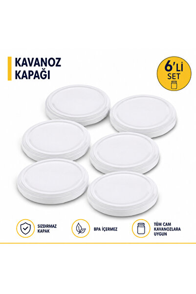 StepCo Glass Jar Lid Set of 6 White Metal Canning Pickle Jam Jar Lids