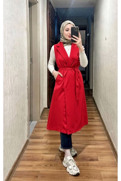TANISA Nemira Long Belted Vest TNS-4343
